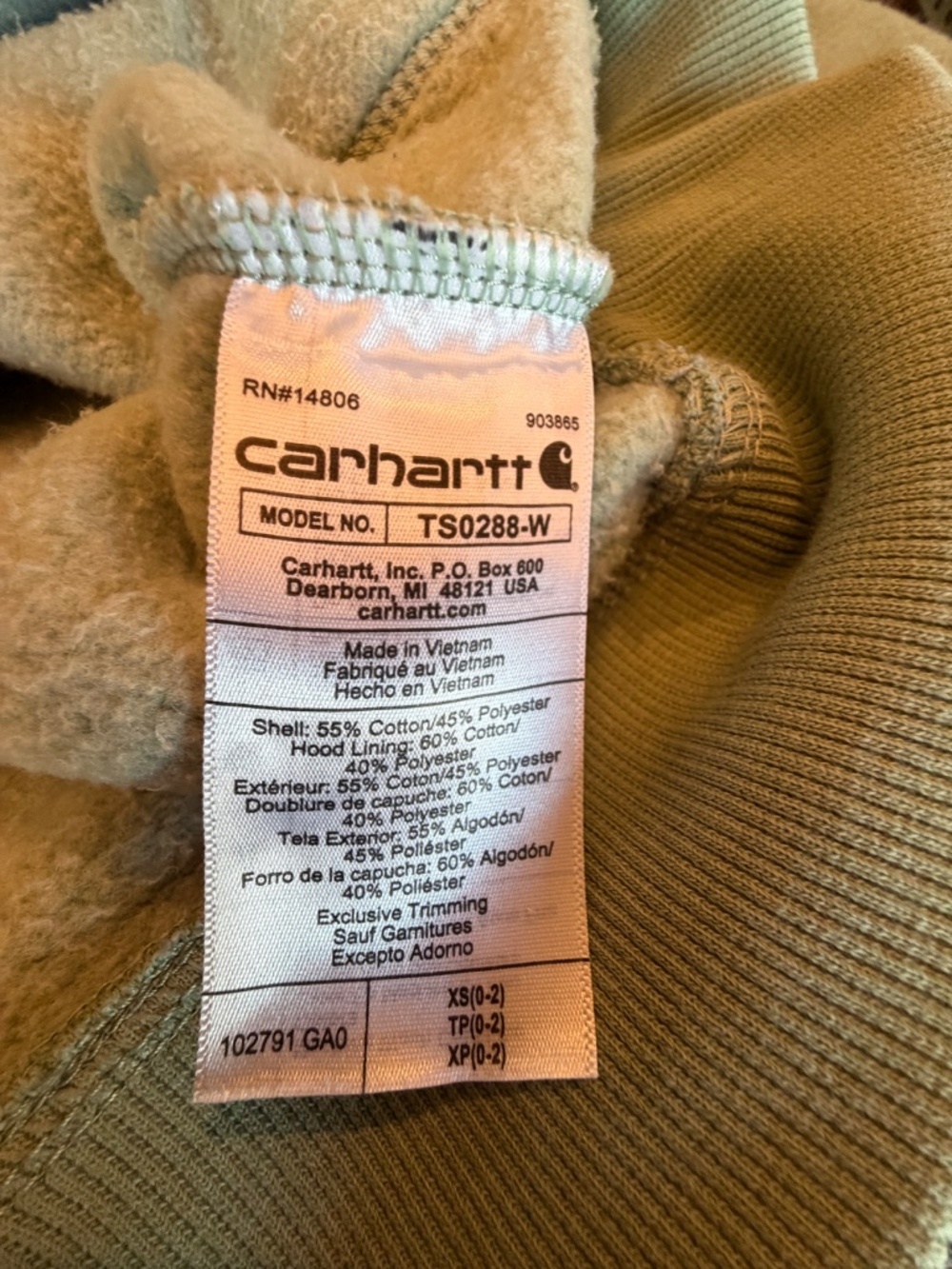 Carhartt Sage Hoodie Sweatshirt with Sellout Sleeve, Size XS - Picture 11 of 14